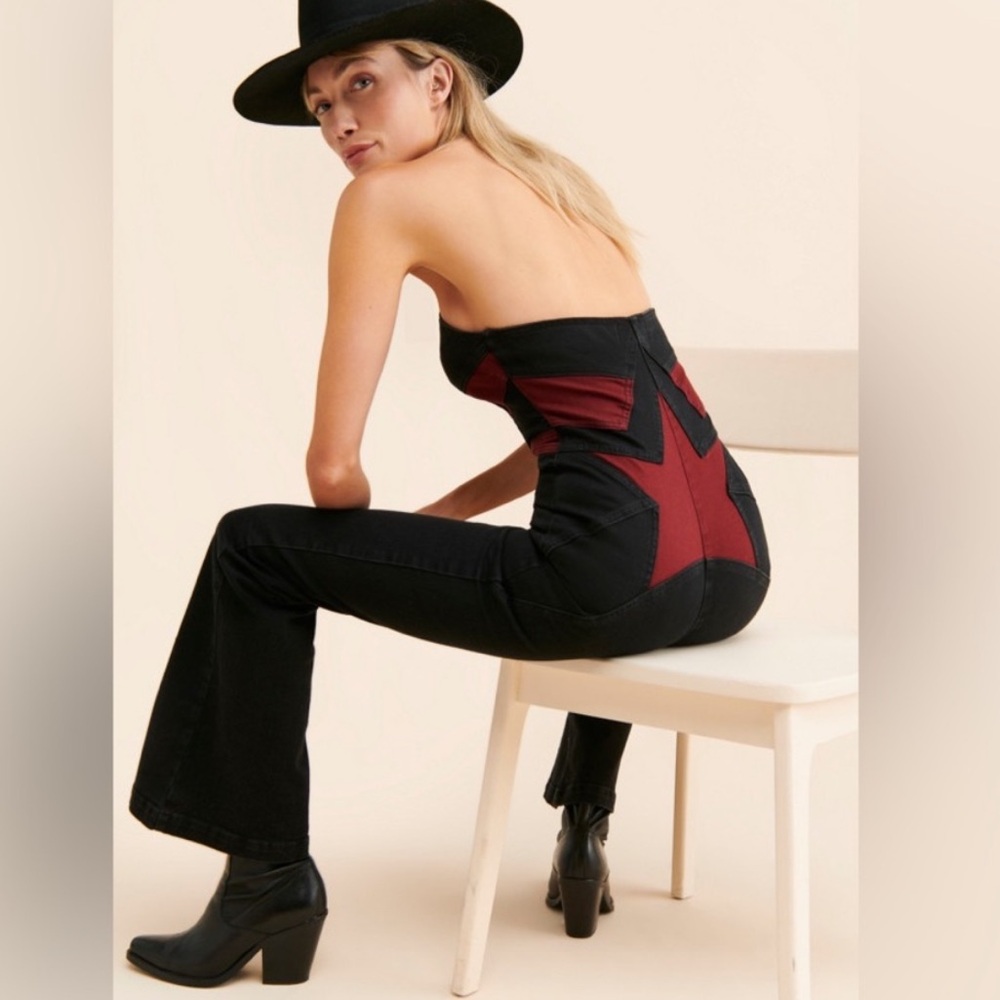 Free people denim star jumpsuit